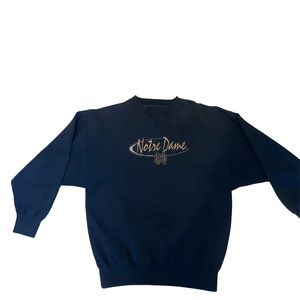 Vintage Notre Dame Sweatshirt Adult Large Blue Embroidered Crewneck